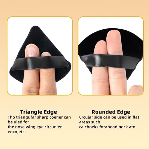 ZHIYE 4-Pack Triangle Reusable Makeup Sponge Puffs for Face, Wet & Dry Use, Black
