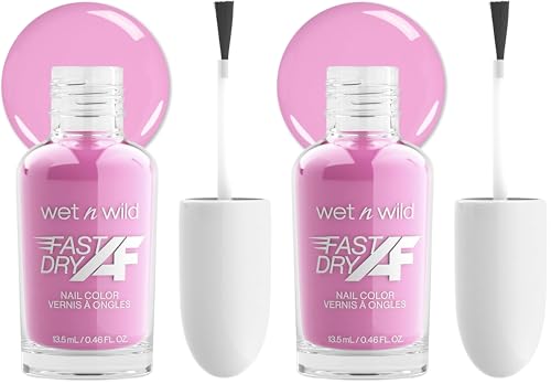 wet n wild Fast Dry Nail Polish, Pink Heels On The Beach - Pack of 2 | Quick Drying & Long Lasting