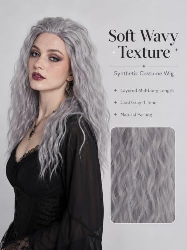 HOMELEX Long Curly Witch Wig Gray-1 for Halloween, Cosplay & Costume