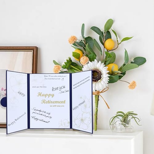 Blue Gold Retirement Guest Book - Elegant Farewell Party Decoration