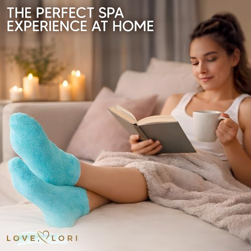 Love Lori Moisturizing Gel Socks for Women - Infused with Vitamin E & Jojoba Oil