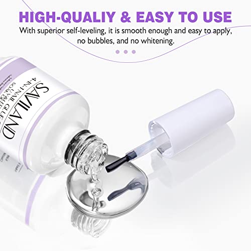 SAVILAND Gel Nail Glue Kit with UV Lamp - White2, 15ml, DIY Nail Extensions