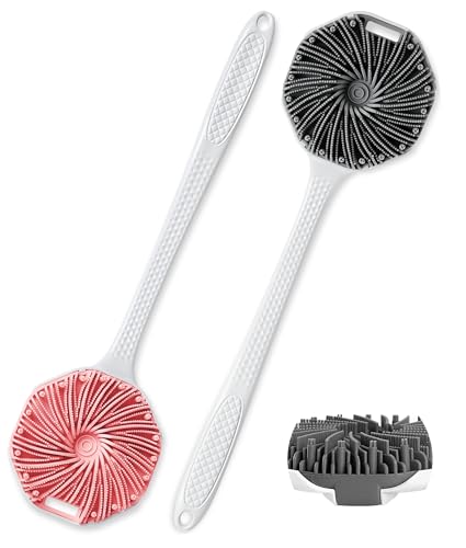EaTubano Silicone Back Scrubber for Shower - Long Handle Exfoliating Tool