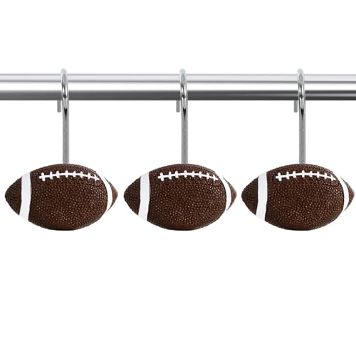 Football Shower Curtain Hooks - 12-Piece Set, Stainless Steel