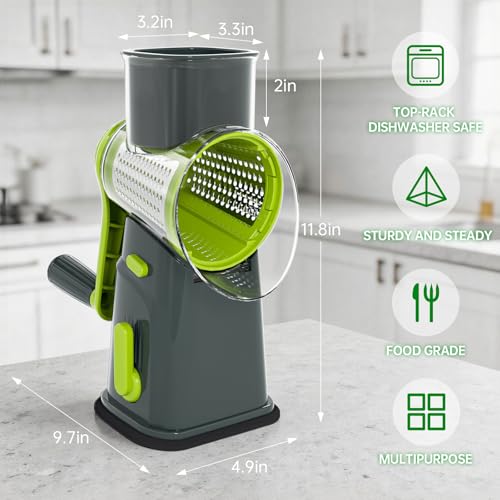 Ourokhome Rotary Cheese Grater with 5 Interchangeable Blades