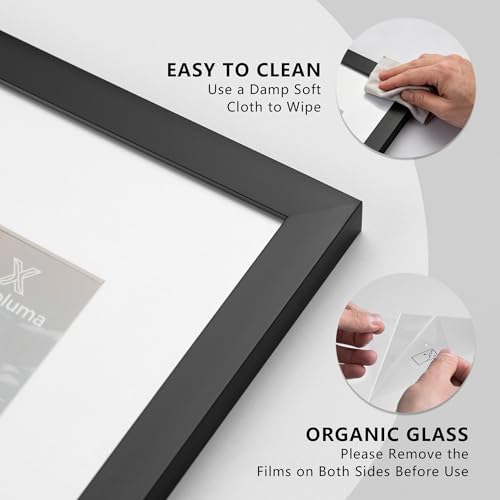 11x14 Black Picture Frame with 8x10 Mat - Shatter Resistant Plexiglass