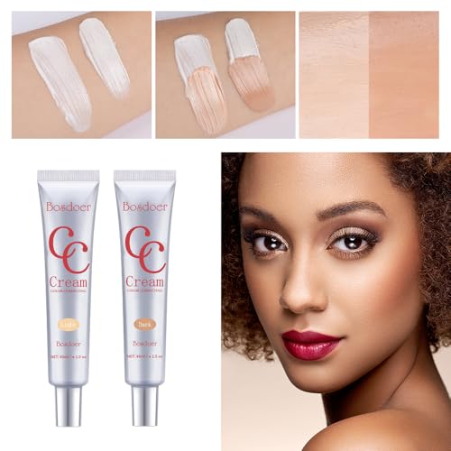 Bosdoer Color-Correcting CC Cream 2PCS Dark Shade, Hydrating & Sensitive-Friendly