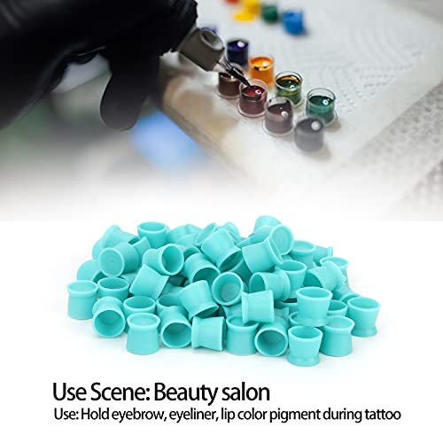 Disposable Silicone Tattoo Ink Cups 300pcs - Safe, Flexible Pigment Caps for Eyebrow, Lip & Eye Tattoos