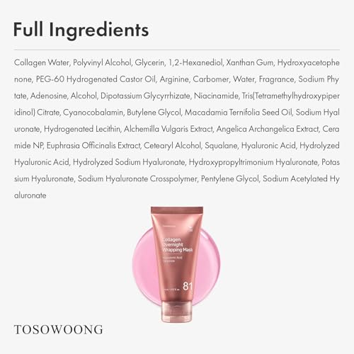 TOSOWOONG Collagen Overnight Wrapping Mask for Skin Firming & Hydration