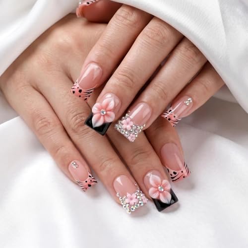 Peachoo Handmade Short Duck Press-On Nails 3D Animal Floral Design - Variation YA26032606