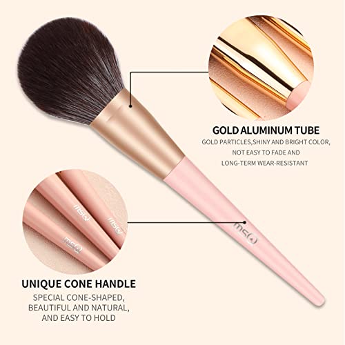 MSQ 10-Piece Makeup Brush Set with Bag - Professional Synthetic Face & Eye Brushes (Pink)