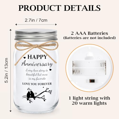Cardinal Couple Anniversary Mason Jar LED Light - Romantic Gift