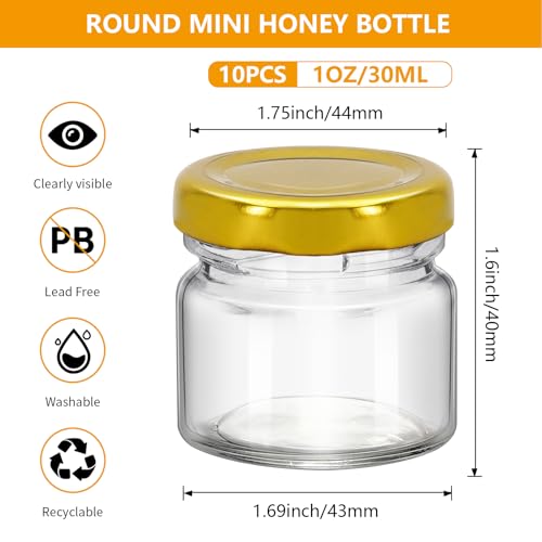 1oz Mini Glass Jars with Lids for Honey, Spices & Crafts