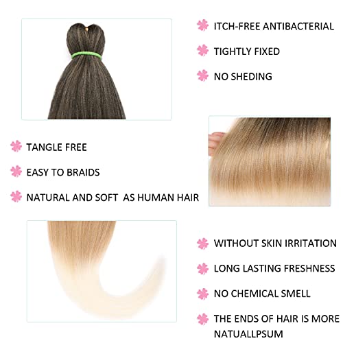 Leeven 36 Inch 8 Packs Pre-Stretched Ginger Braiding Hair Yaki Texture, Crochet Twist Extension (350#)