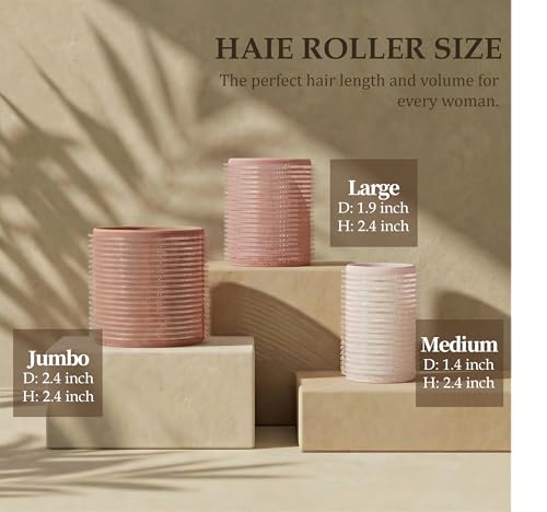 26pcs Ceramic Thermal Hair Rollers Set - Bean Paste Color for Heatless Curls, Waves & Volume