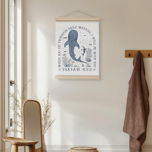 Whale Shark Christian Wall Art - Isaiah 43:2 Poster with Frame, 12x16
