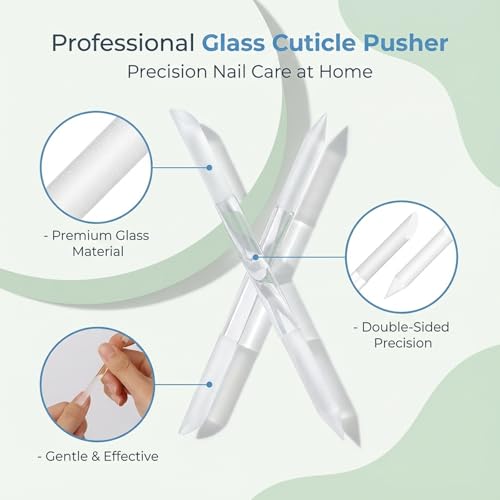 Glass Cuticle Pusher Tool Set - 2 Pcs Dual-Ended Nail Care