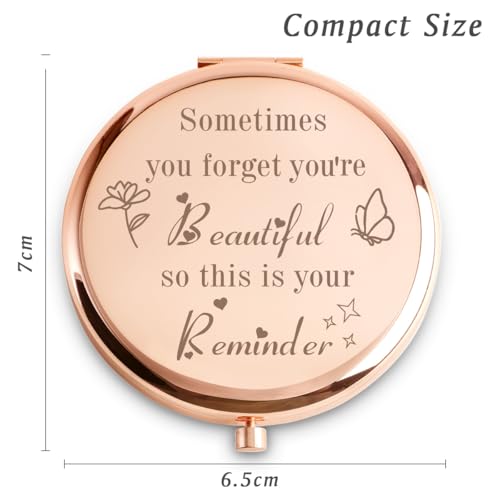 Never Forget That You Are Beautiful Personalized Compact Mirror for Women Girls - Inspirational Gift for Her, Mom, Sister, Friend