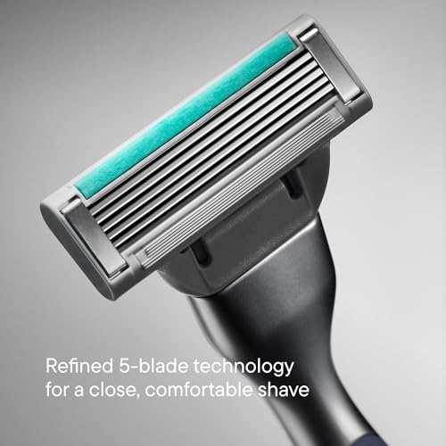 Harry's Plus Razor and Blade Value Pack, 1 Razor Handle (Tide), 9 Razor Blade Refill Cartridges- German Engineered- Up to 12 Months of Smooth Shaving