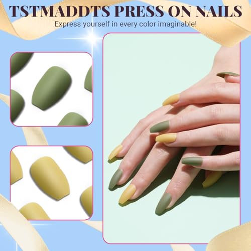 Medium Matte Press On Nails - Short Coffin Almond Fake Nails