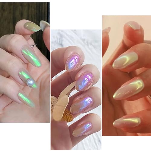 Mangoit Aurora Mirror Nail Powder - 6 Grids Chrome Pearl Glitter for Nail Art (01_Aurora)
