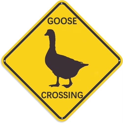 Goose Crossing Warning Sign - 12x12 Metal Tin Plaque for Safety