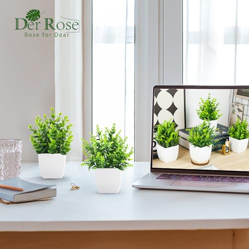 Der Rose 4-Pack Faux Plants in White Pots for Indoor Decor