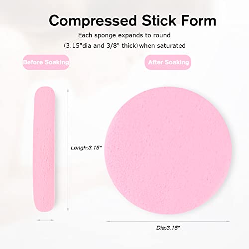 FITINI 60 Pack Pink Compressed Facial Sponges - Makeup Removal & Cleansing Pads