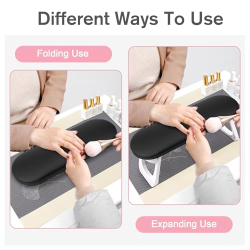 Subay Foldable PU Leather Nail Arm Rest - Black Manicure Cushion
