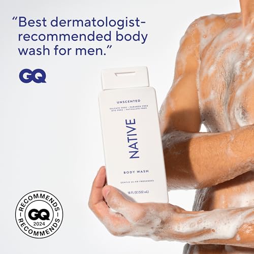 Native Unscented Body Wash for Men & Women - 18 oz, Vegan & Cruelty-Free