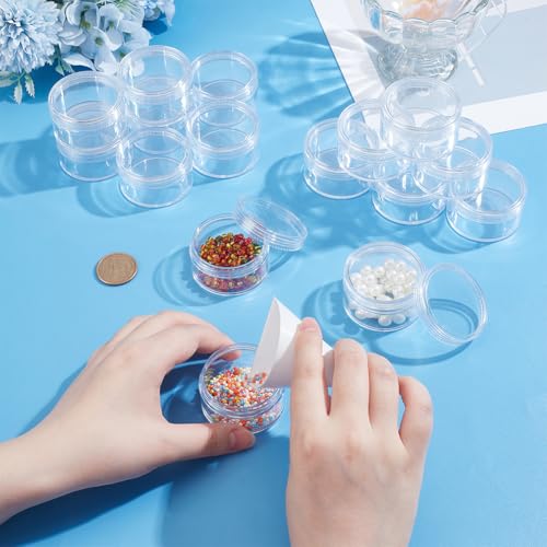 BENECREAT 16 Pack 30ml Clear Plastic Storage Jars with Lids