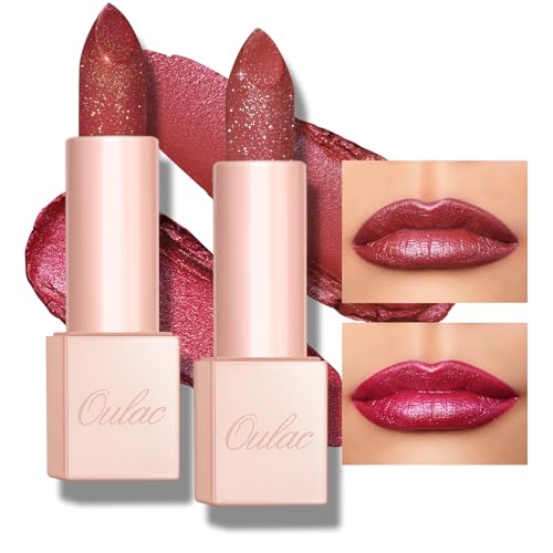 Oulac 2PCS Shimmer Lipstick Set - Vegan Hydrating Lip Balm