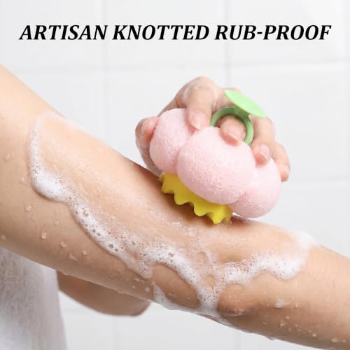 Sycrotoy 4-Pack Sunflower Bath Sponges, Exfoliating Shower Pouf with Suction