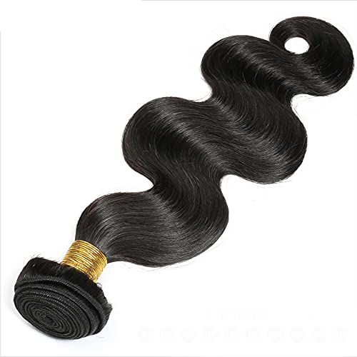 GtaiiReu 10 Inch Natural Black Body Wave Human Hair Extensions - Double Weft Brazilian Virgin Hair, 100g Bundle