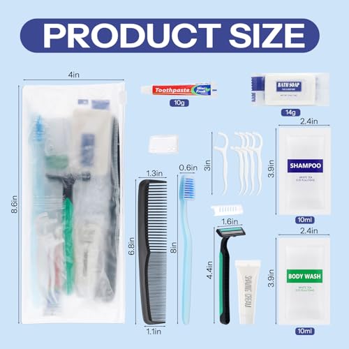 Pack of 10 Travel Toiletries Kits for Men, Personal Hygiene & Grooming