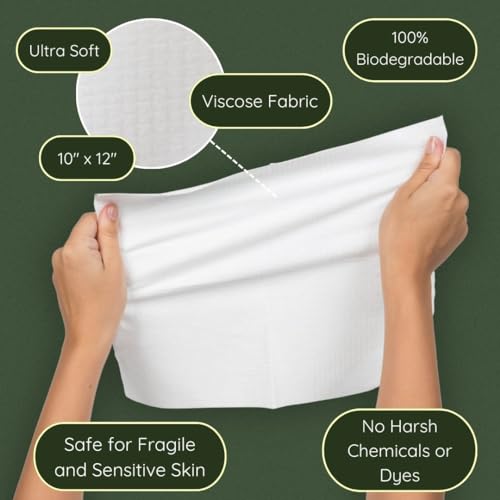 Merbeau 50 Pack Ultra Soft Biobased Facial Towels for Sensitive Skin, Makeup Remover Wipes