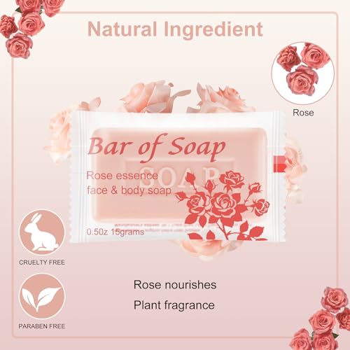 Rose Mini Soap Bars - 1 Ounce (Pack of 60) for Travel & Hotels