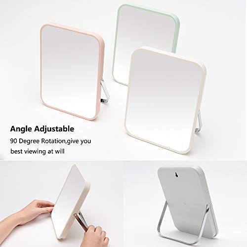 YEAKE Table Desk Vanity Makeup Mirror,8-Inch Portable Folding Mirror with Metal Stand 90¡ÆAdjustable Rotation Tavel Make Up Mirror Hanging Bathroom for Shower Shaving(Green)