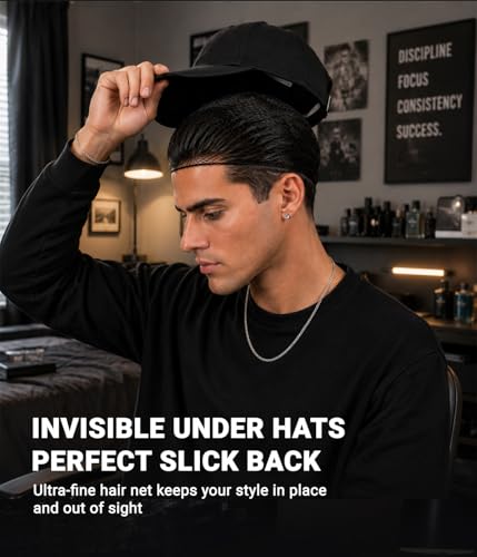 Smilco 20-Pack Black Hair Nets for Men, Low-Profile & Secure Fit - Short & Medium Hair
