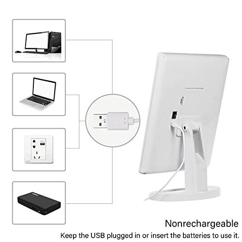 KOOKIN LED Lighted Vanity Makeup Mirror, Dimmable Touch Screen, White