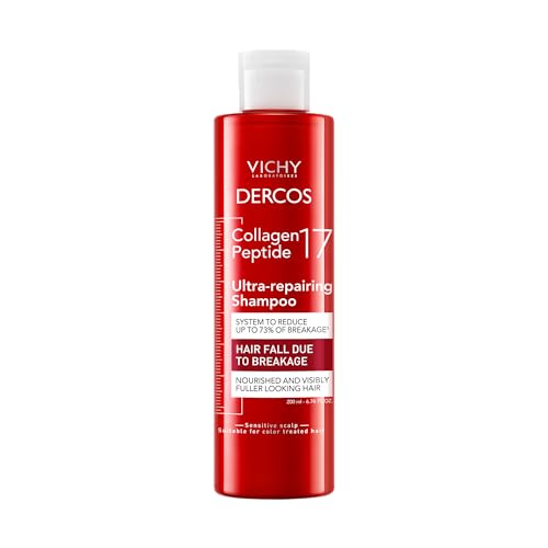 VICHY Dercos Collagen Peptide 17 Ultra-Repairing Shampoo 6.76 Fl Oz - Strengthen & Repair Damaged Hair