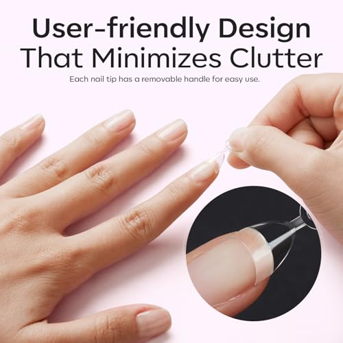 Modelones Short Almond Nail Tips - 510pcs Clear Acrylic Press On