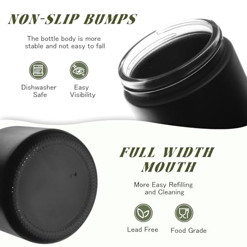 DMuuuDM Black Frosted Glass Cosmetic Jars 12 Pack, 2 Oz Refillable Containers for Creams & Ointments