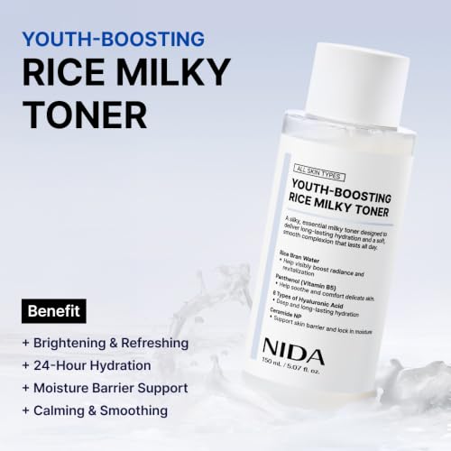 NIDA Rice Milky Toner for Glass Skin - Hydrating & Anti-Aging (150ml)