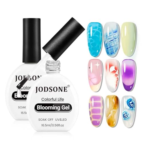 JODSONE Clear Blooming Gel Nail Polish - 2Pcs 16.5ml for Marble & Floral Designs
