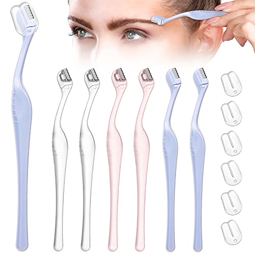 Honoson 6Pcs Eyebrow Razor Set - Mini Face Razors for Women, 3 Colors (2 each)