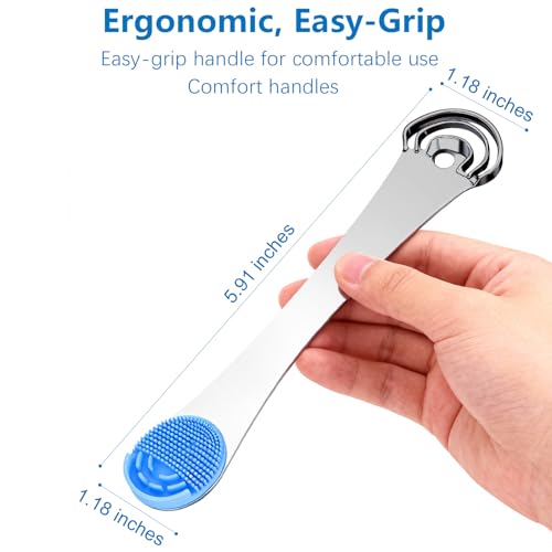 ROMALOVE Double-Ended Stainless Steel & Silicone Tongue Scraper for Adults