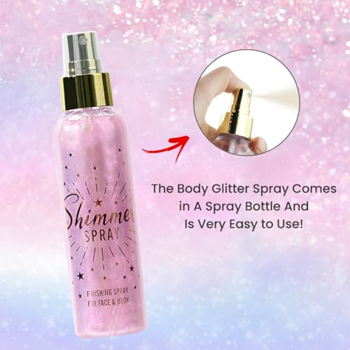 Pink Glitter Body & Hair Spray 3.72 fl oz for Festival & Raves - ZENTANMEI