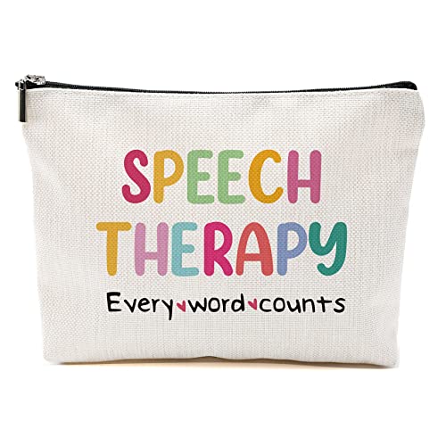 Blue Leaves Multicolor Speech Therapy Makeup Bag - Waterproof, Double-Sided, 9x7 Inch