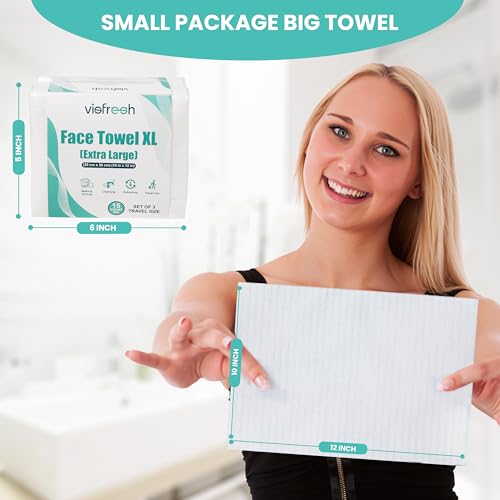 Visfresh Disposable Face Towels Travel Pack, 3 Packs x 15 Towels
